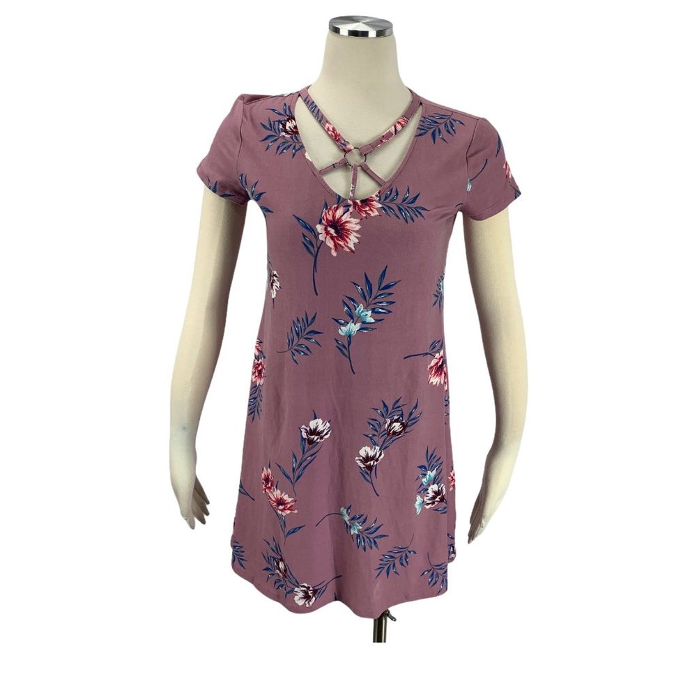 Pink Rose Small Stretch Dress Floral Velvet